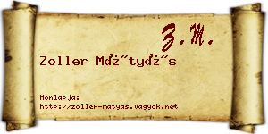Zoller Mátyás névjegykártya